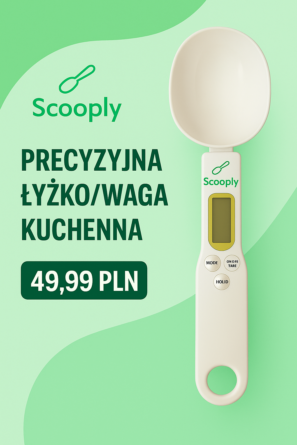 Banner Scooply - Precyzyjna Łyżko/Waga Kuchenna - Zielono-biały